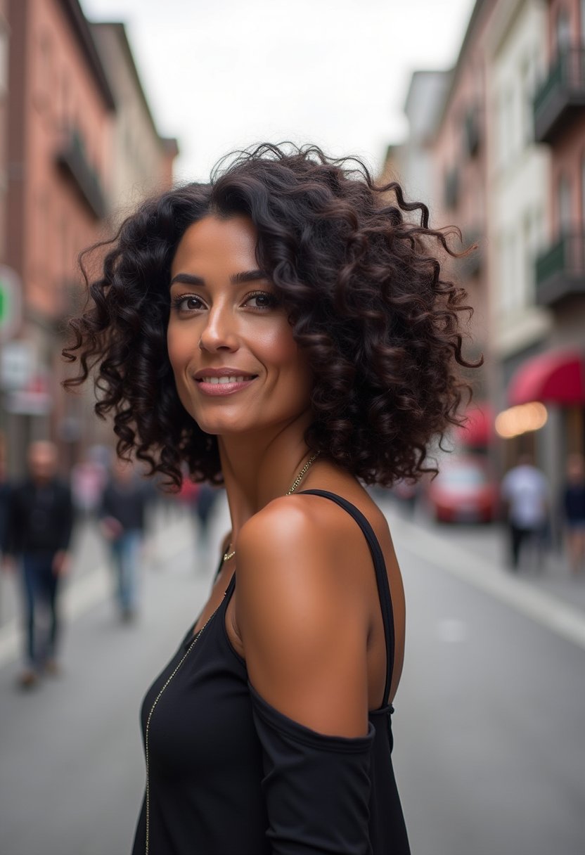 Curly Bob with Voluminous Back