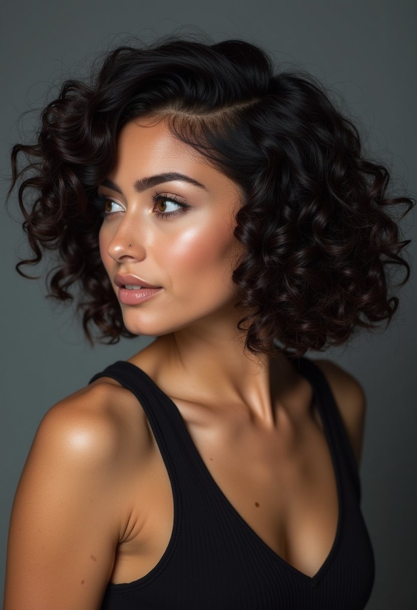 Curly Bob with Angled Ends