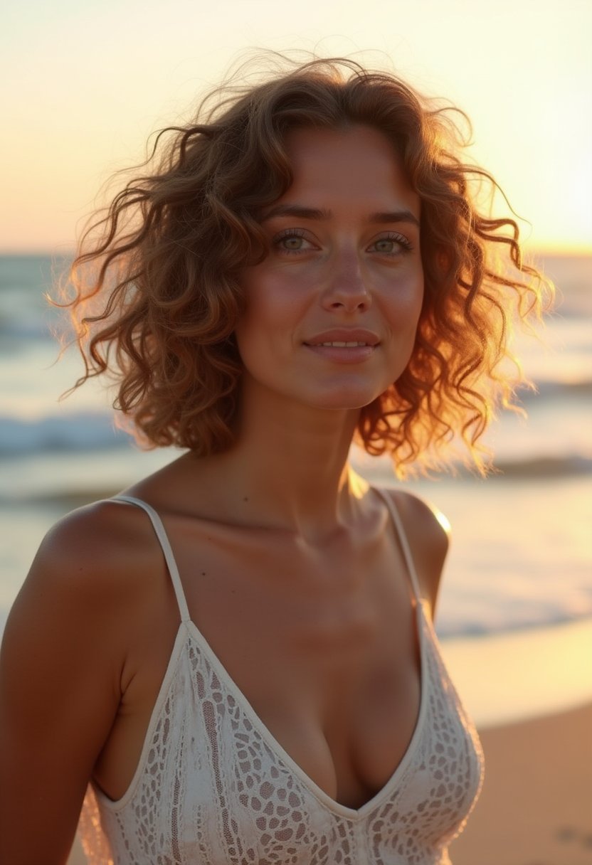 Loose Curly Bob with Beachy Waves