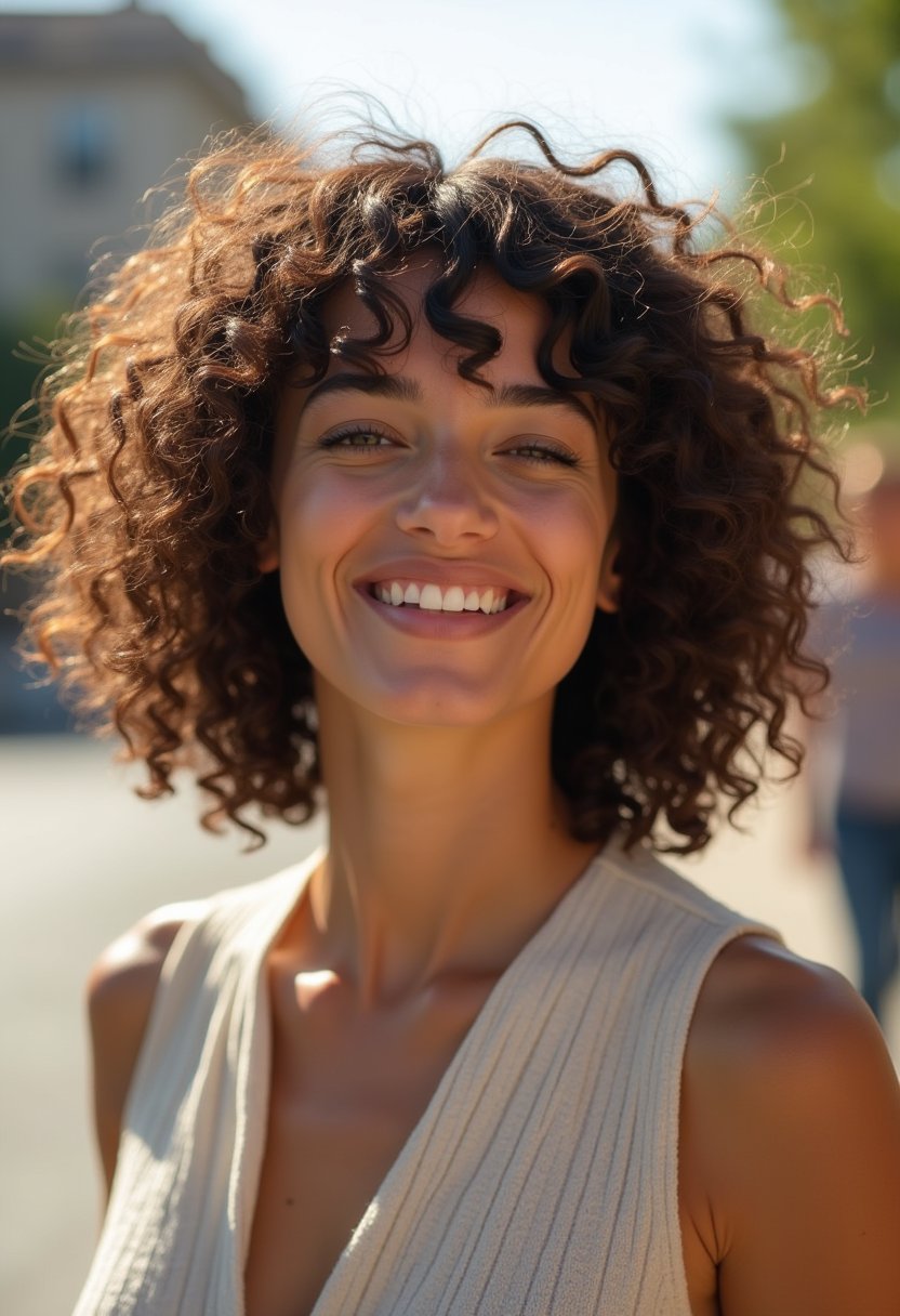 Curly Bob with Bangs