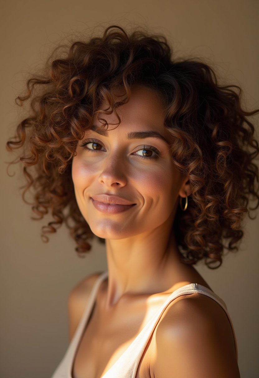 Curly Bob with Subtle Highlights