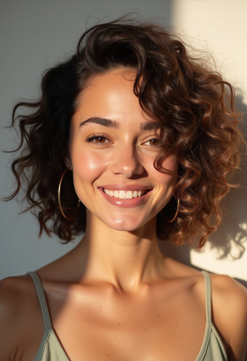 Curly Bob with Side Part