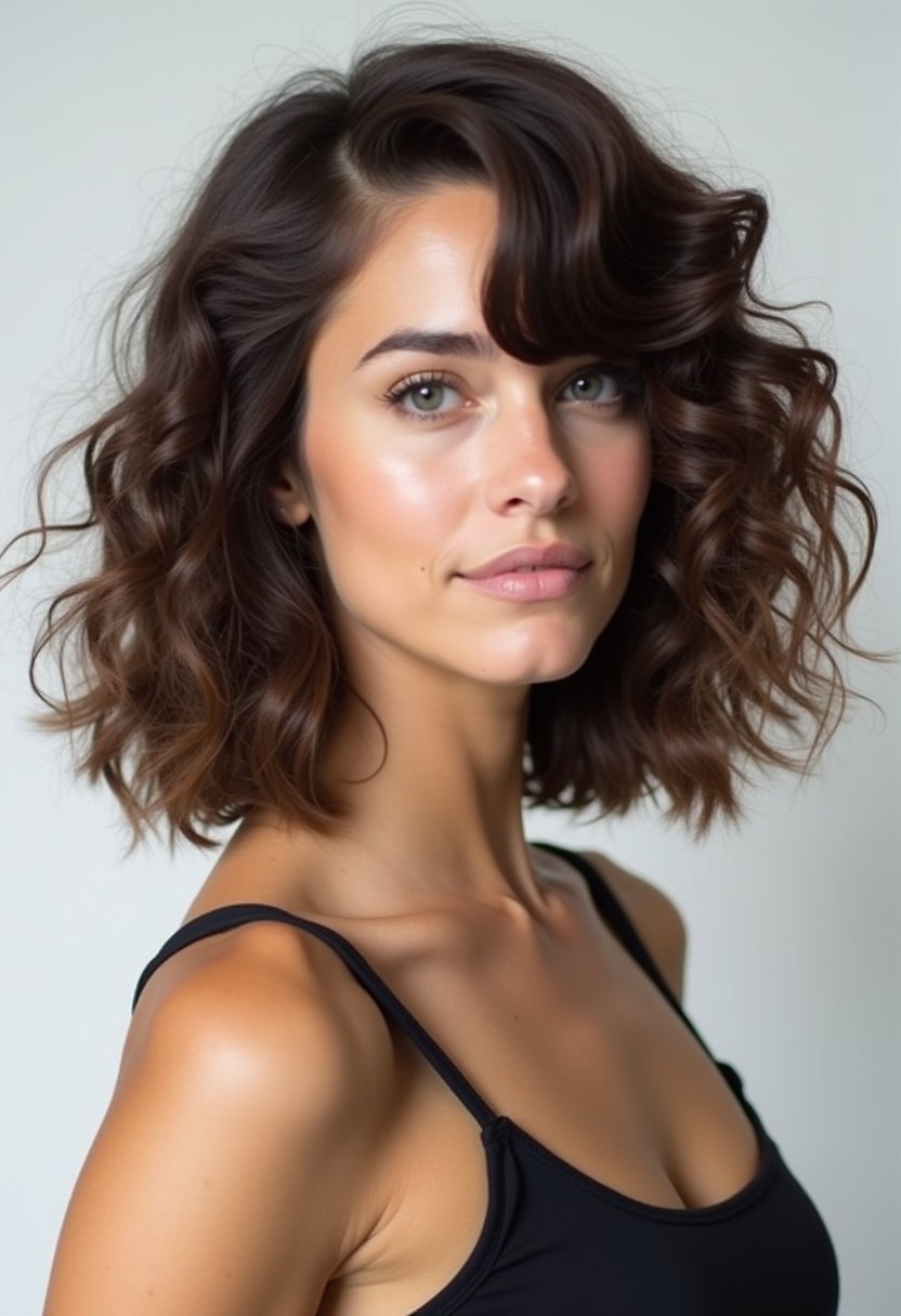 Curly Lob with Face-Framing Layers